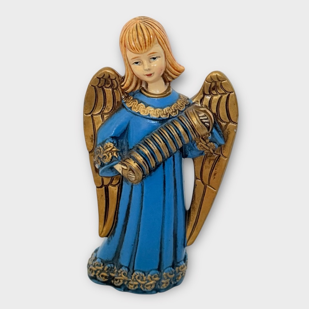 Vintage Blue Christmas Angel Japan MCM Paper Mache